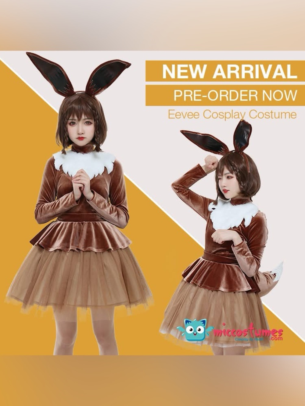 Super cute Eevee Cosplay costume for Halloween